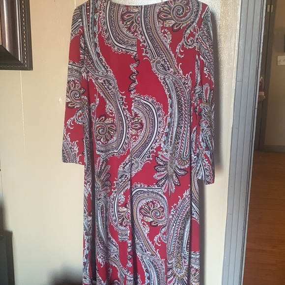 MSK Long Sleeve Red & Gray Mini Dress Large - Picture 4 of 4